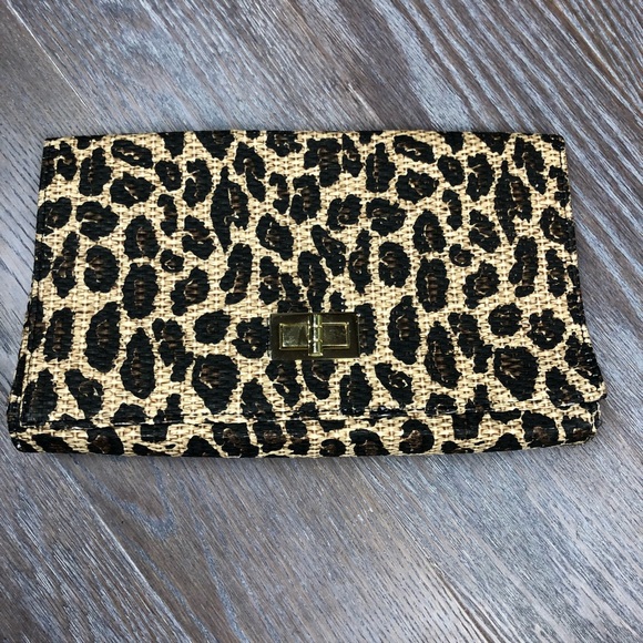 H&M Handbags - Wicker Leopard Clutch